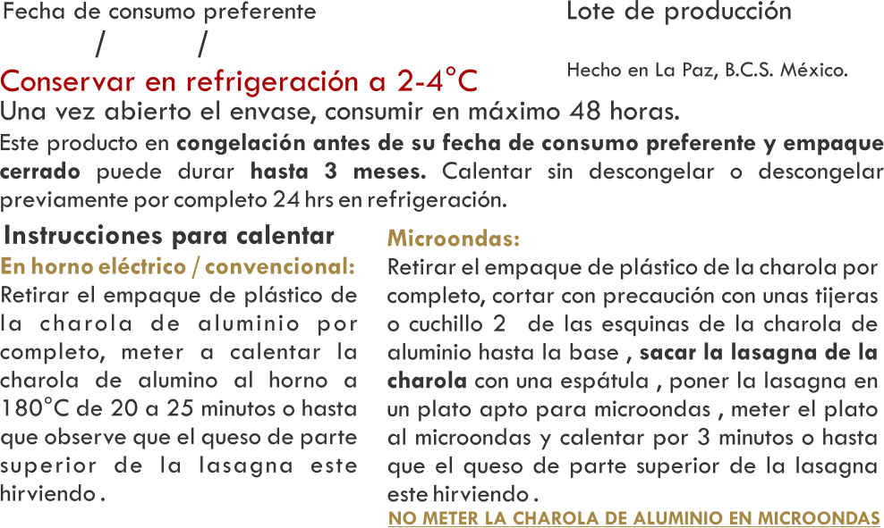 Lasagna Bolognesa personal ❄️ al vacío para Calentar y Servir