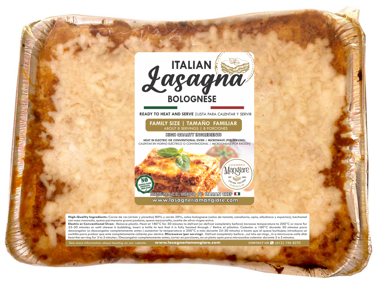 Lasagna Familiar❄️ 8 porciones AL VACIO para calentar